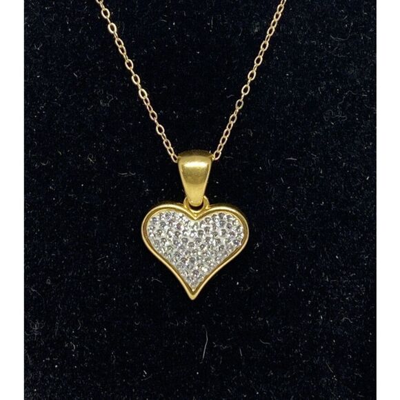 Signature Gold G91150Y Diamond Accent Swarovski Heart 18"Pendant MSRP $450 NM290 - Picture 3 of 3